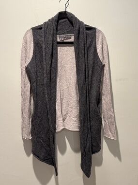 360Sweater 100% Cashmere Gray Layered Open-Front Women's Sweater Cardigan sz M